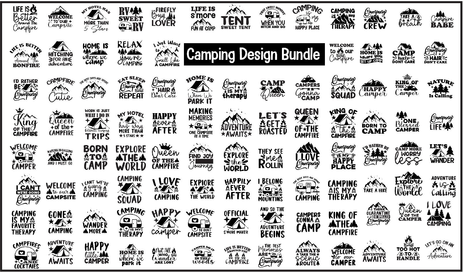 100 Camping, Glamping and everything in between SVG Bundle