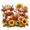 Highland Calf and Sunflowers BUNDLE Kiss Cut Stickers - Let the Fun Begin!