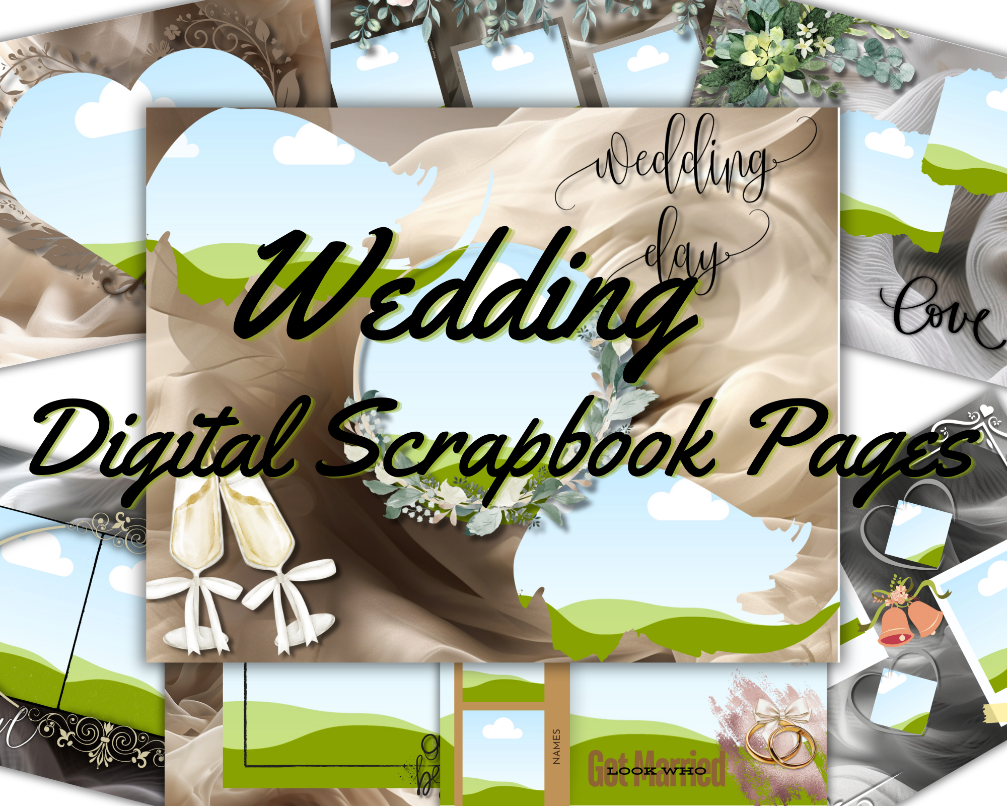 Wedding Digital Scrapbook Template