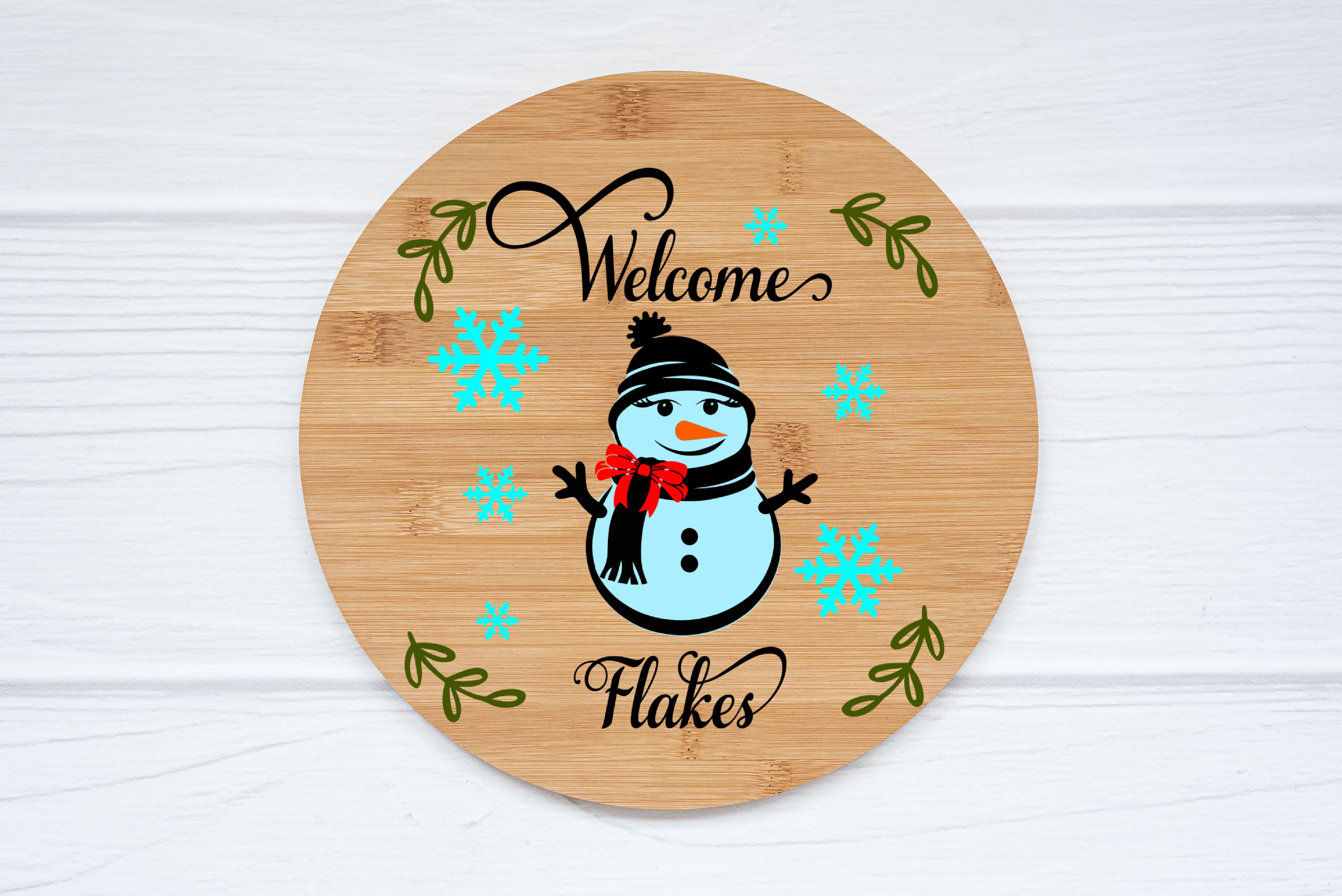 Welcome "Flakes" Round Door Sign