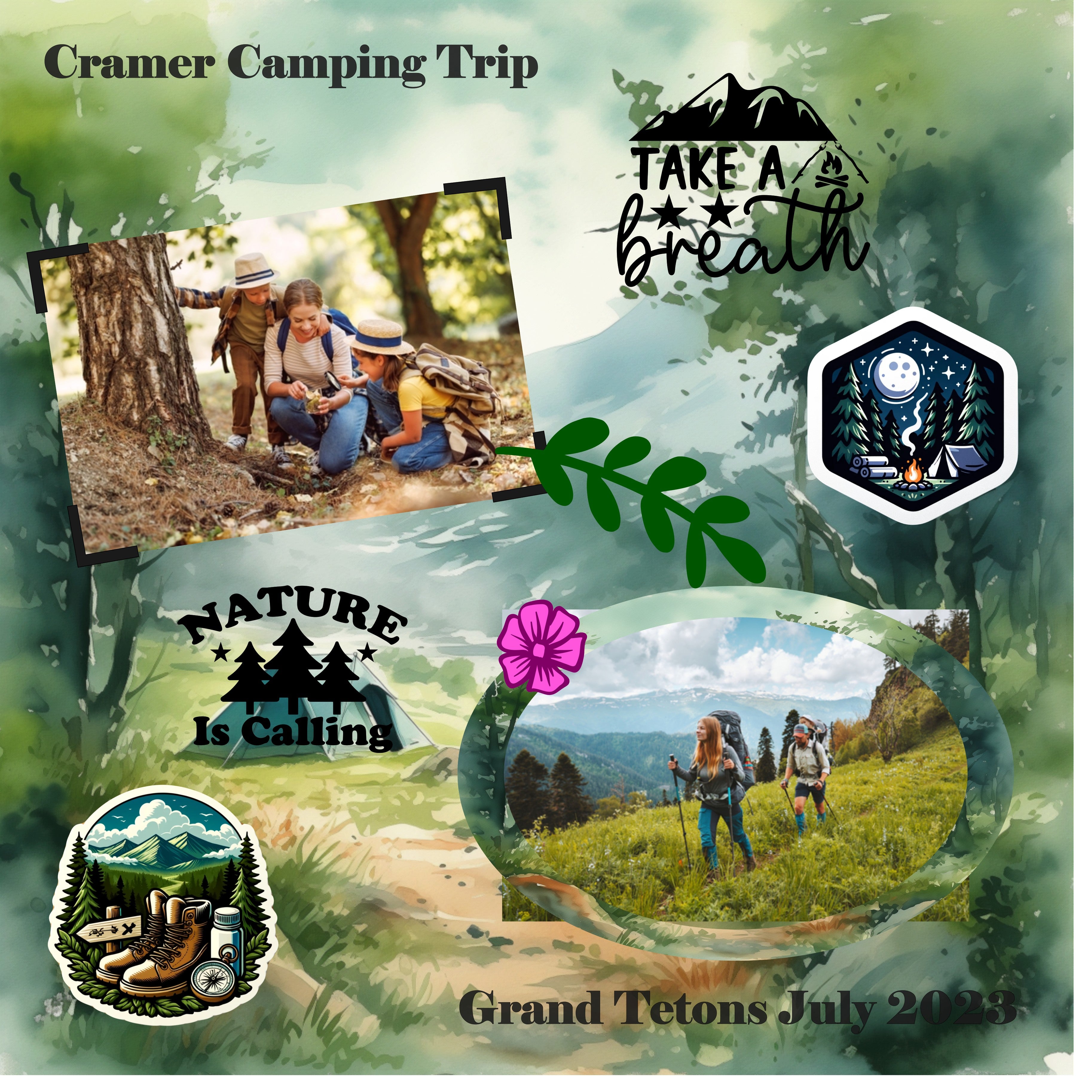 Digital Camping Scrapbook Bundle Family Reunion Family Camping Camping Stickers Camping Scrapbook Paper Camping Sayings Scrapbook Adventure