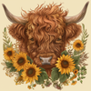 Adorable Highland Calf Sunflower Sublimation