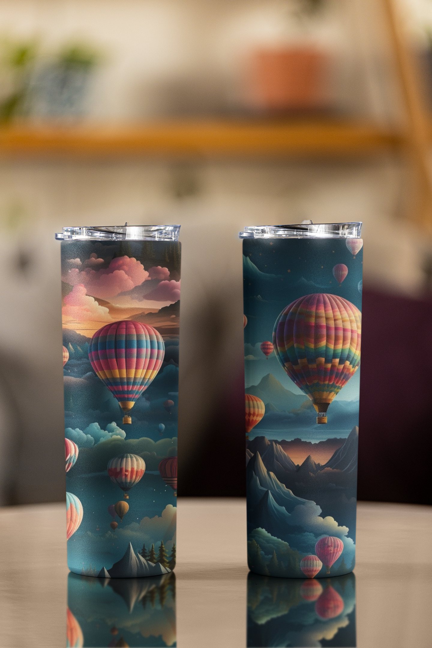 Hot Air Balloons Sublimation Repeating Pattern Fly Away High in the Sky