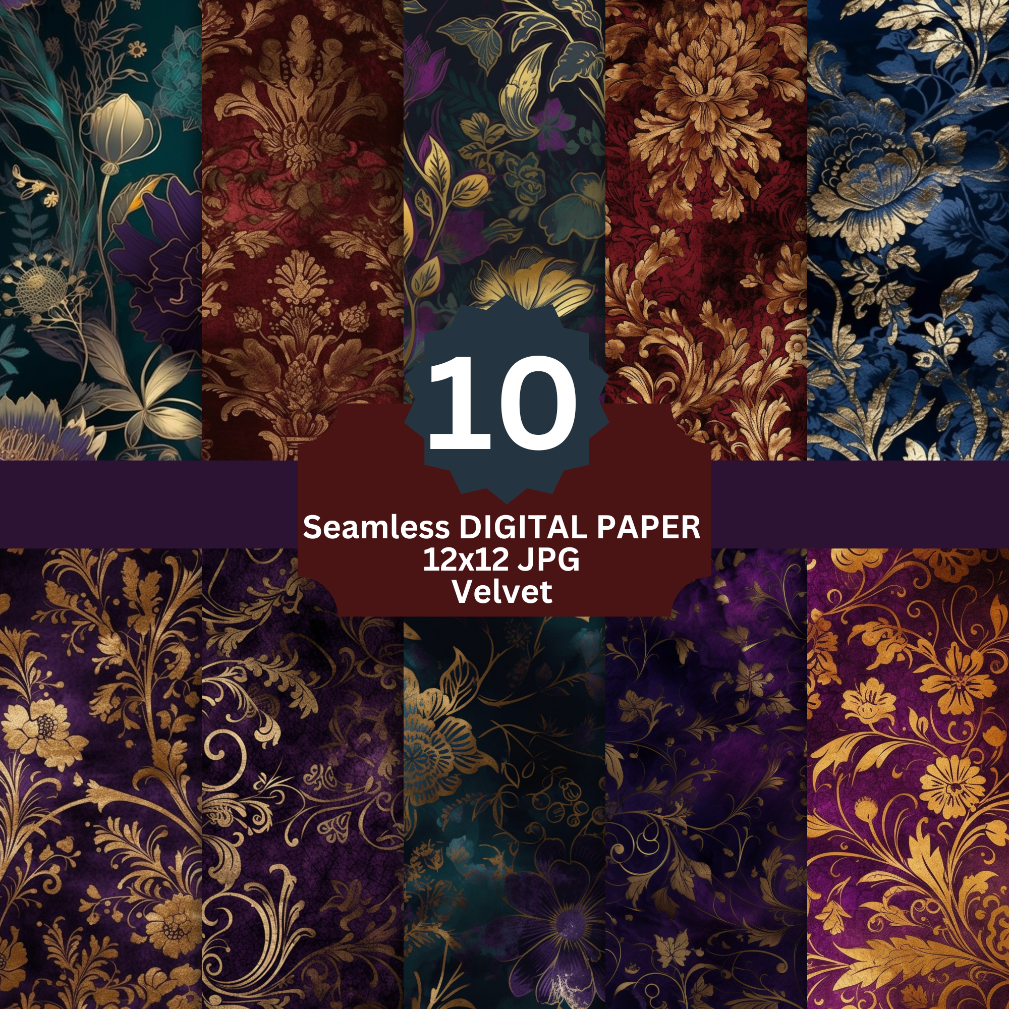 Scrapbook Digital Paper Seamless Royal Velvet Textured Digital Background Digital Royal Colors Digital Wallpaper Textured Wall Art