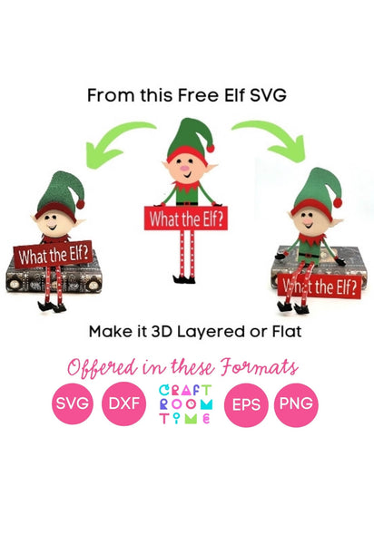 3D Sitting Christmas Elf (SVG, EPS, PNG, JPG, DXF)