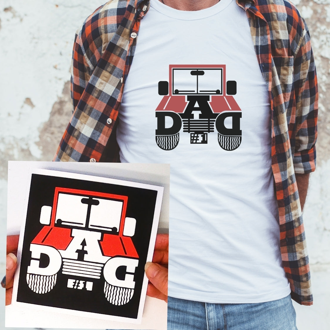 Dad Jeep Card and T-Shirt SVG, PNG, JPG, DXF