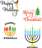 4 Multi-Religious Happy Holiday Signs (SVG, EPS, PNG, JPG, DXF)