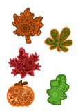 5 Mandala Leaf SVG, Mandala Pumpkin SVG, Layered Fall Mandala Leaves, Autumn Decor