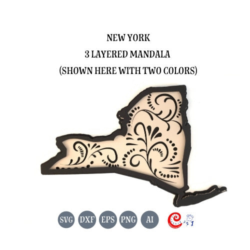 Mandala 3 Layered State of NY (SVG, DXF, EPS, PNG)