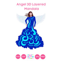 3D Angel Layered Mandala (SVG, DXF, EPS, PNG)