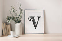 Mandala 3 Layered Letter V (SVG, DXF, EPS, PNG)