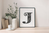 Mandala 3 Layered Letter J (SVG, DXF, EPS, PNG)