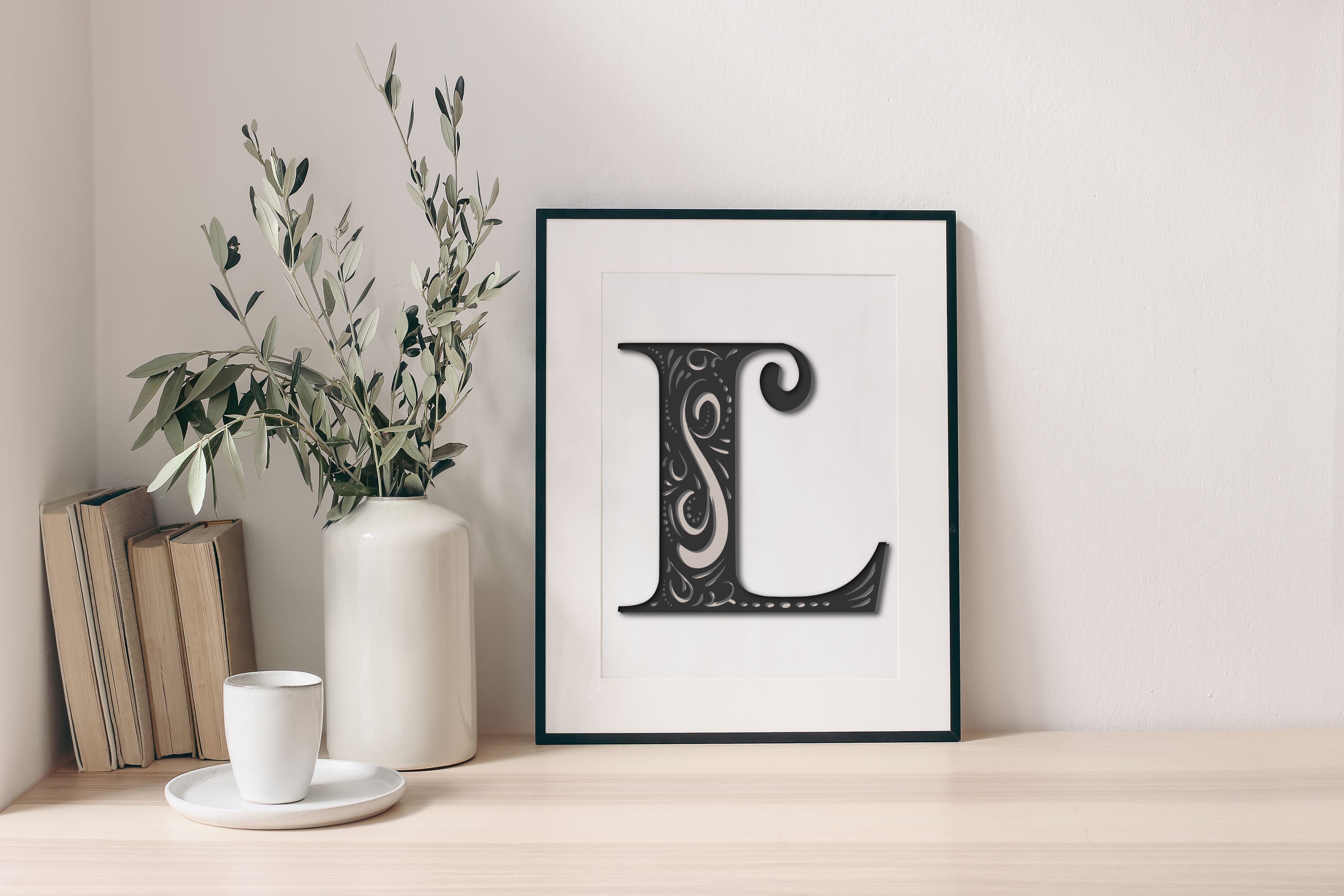Mandala 3 Layered Letter L (SVG, DXF, EPS, PNG)
