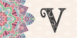 Mandala 3 Layered Letter V (SVG, DXF, EPS, PNG)