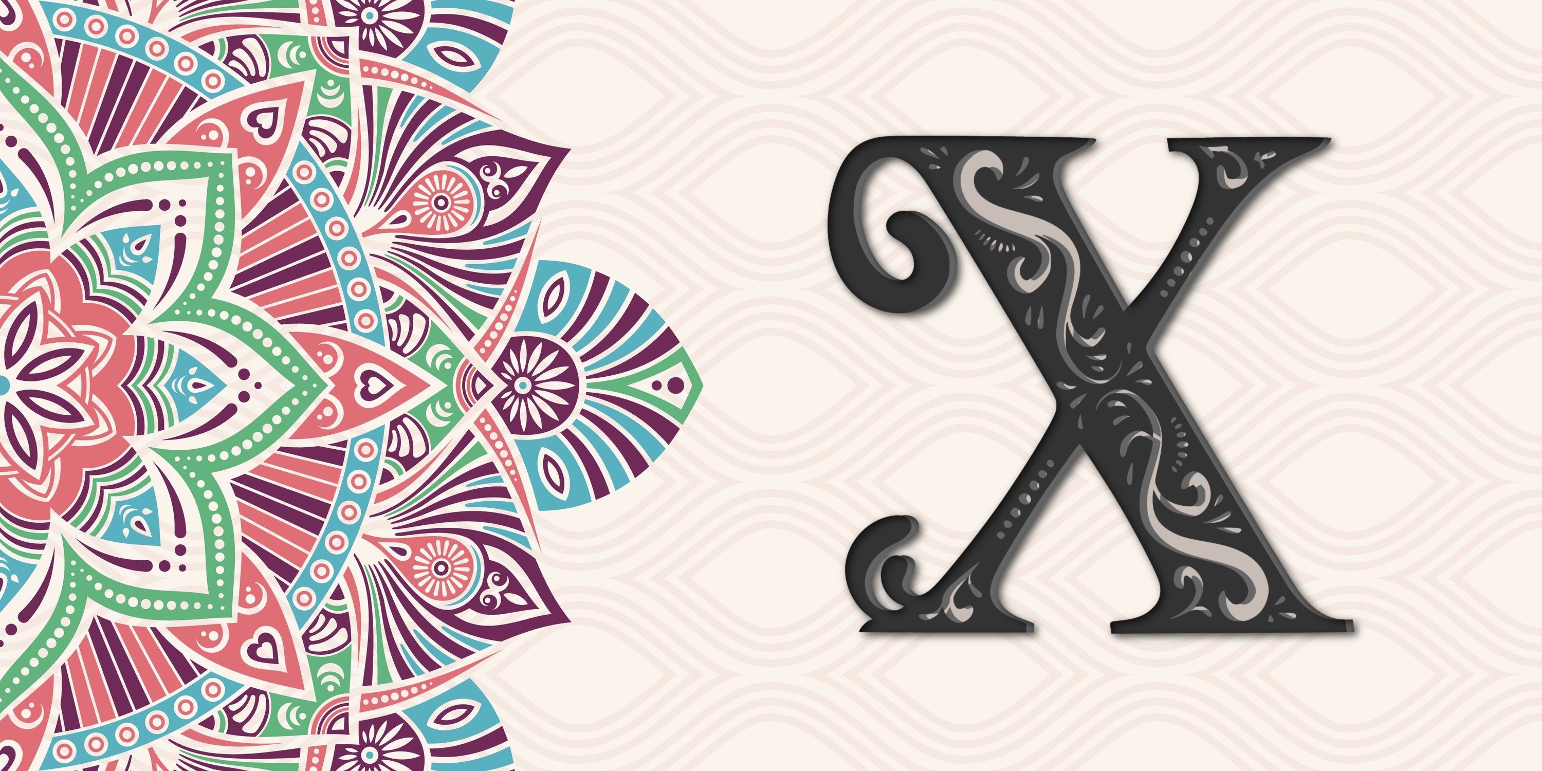 Mandala 3 Layered Letter X (SVG, DXF, EPS, PNG)