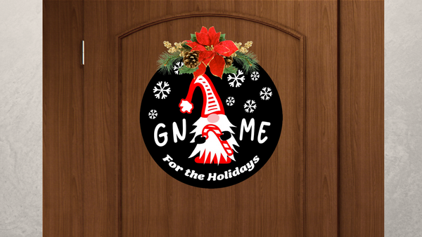 Gnome for the Holidays Circle Door Hanger