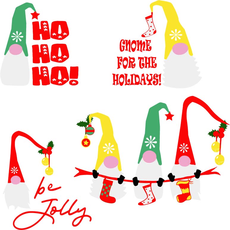4 Super Cute Christmas Gnomes SVG Bundle